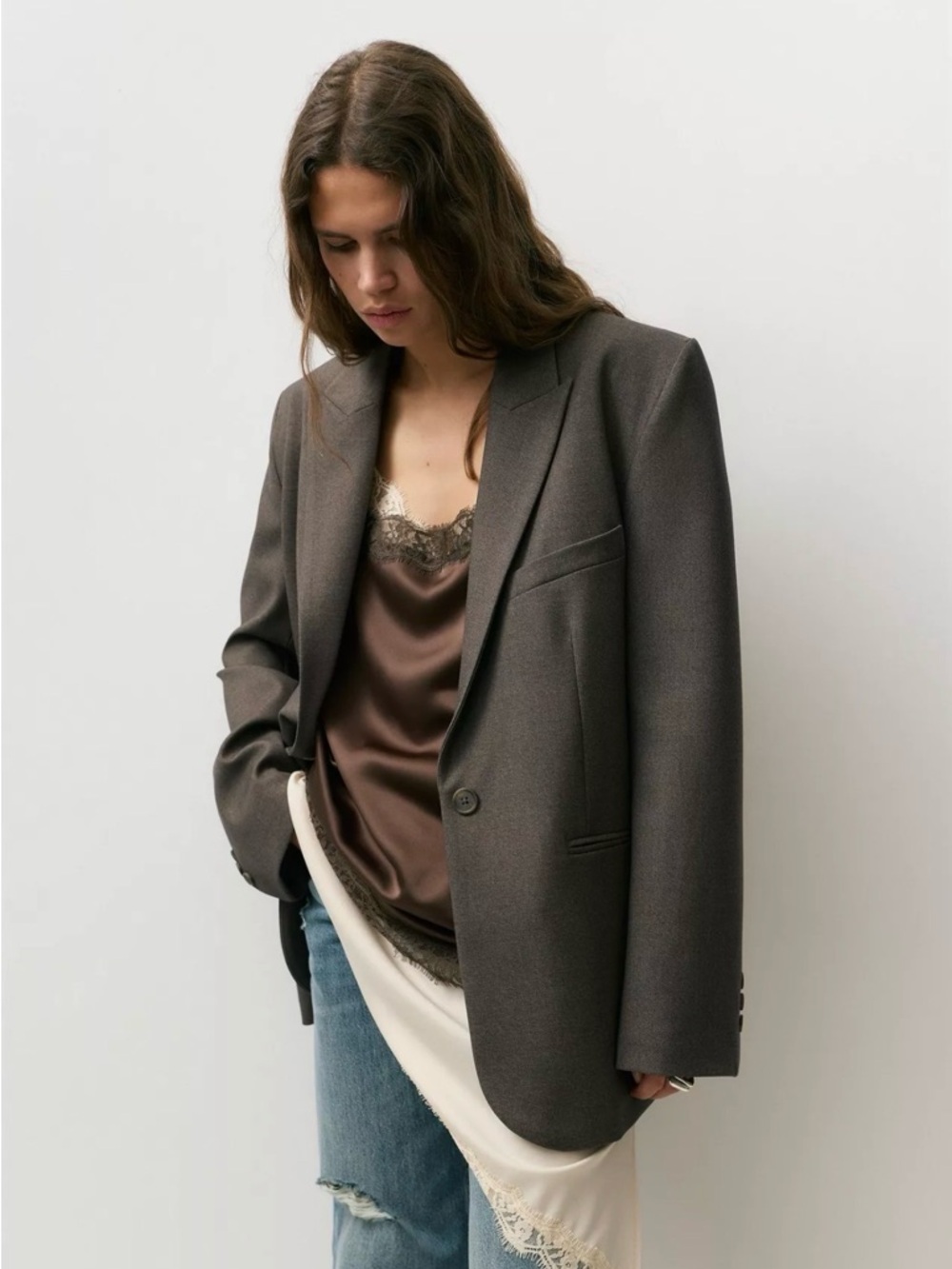 Oversized Women's Blazer in Dark Brown NWT